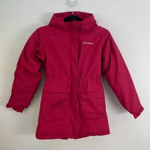 Columbia Youth Kids Medium Omni Tech Heat Red Hooded Winter Jacket Waterproof